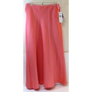 NWT Jones New York maxi Skirt side Zip Lined salmon 100% linen size 8